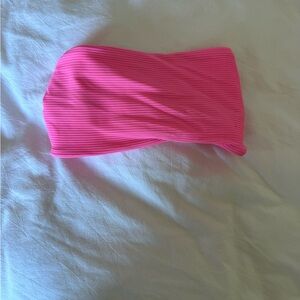 Pink Ribbed Bikini Top